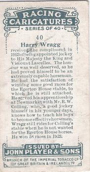 1925 Player's Racing Caricatures #40 Harry Wragg Back